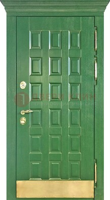 Входная зеленая дверь с виноритом для коттеджа ДВТ-249 в Раменском