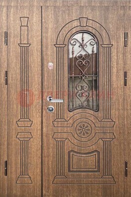 Железная классическая дверь с терморазрывом и рисунком ДВТ-77 в Раменском