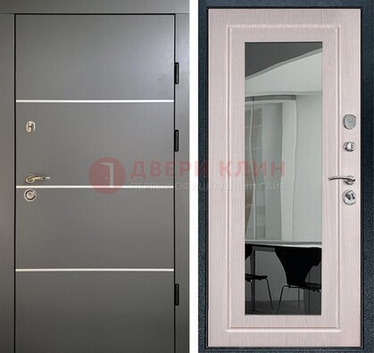 Черная металлическая дверь с зеркалом ДЗ-12 в Раменском