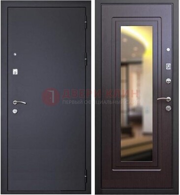 Черная железная дверь с зеркалом ДЗ-30 в Раменском