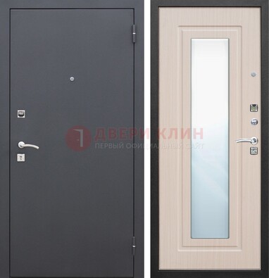 Черная входная дверь с зеркалом МДФ внутри ДЗ-31 в Раменском