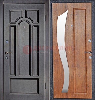 Темная железная дверь с зеркалом ДЗ-35 в Раменском