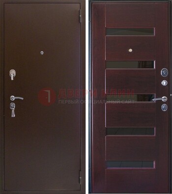 Темная железная дверь с зеркалом ДЗ-42 в Раменском