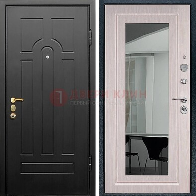 Темная стальная дверь с МДФ Капучино и зеркалом ДЗ-55 в Раменском