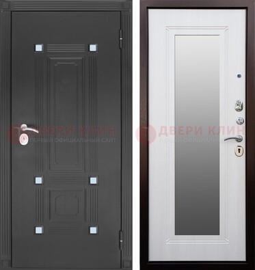 Стальная черная дверь МДФ с зеркалом ДЗ-76 в Раменском