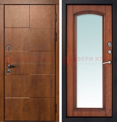 Белая филенчатая дверь с фрезерованной МДФ и зеркалом ДЗ-81 в Раменском