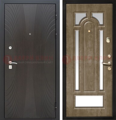 Темная металлическая дверь МДФ с различными зеркальными вставками внутри ДЗ-82 в Раменском