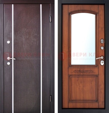 Входная дверь с МДФ и МДФ внутри с зеркалом ДЗ-88 в Раменском