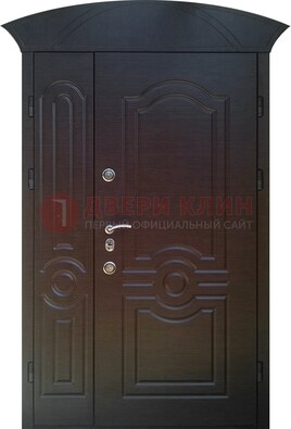 Темная полуторная железная дверь МДФ с узором ПЛ-22 в Раменском