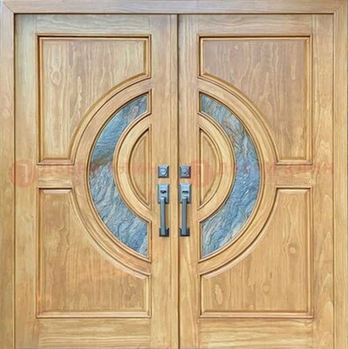 Двухстворчатая металлическая дверь с витражом ВЖ-11 в Раменском