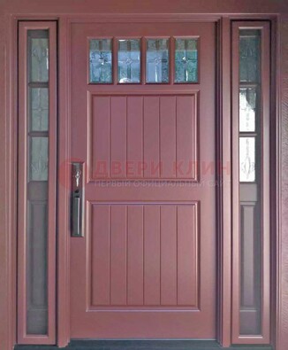 Входная дверь с массивом с фрамугами и витражом ВЖ-19 в Раменском